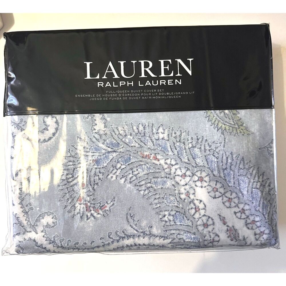 Lauren Ralph Lauren Karina Paisley Full/Queen Duvet Cover & Shams Set Blue NEW